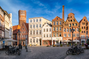 Am Sande square with historic buildings in Lüneburg, Germany Am Sande square with historic buildings in Lüneburg, Germany