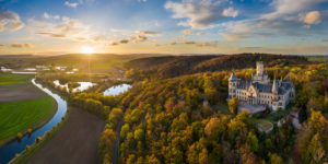 Aerial autumn panorama of the Marienburg castle near Hannover, Germany Aerial autumn panorama of the Marienburg castle near Hannover, Germany