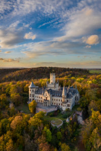 Aerial autumn panorama of the Marienburg castle near Hannover, Germany Aerial autumn panorama of the Marienburg castle near Hannover, Germany