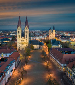 Old town of Halberstadt with its famous Gothic cathedral, Germany Old town of Halberstadt with its famous Gothic cathedral, Germany