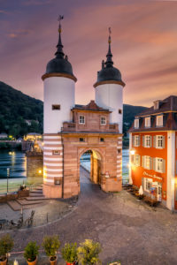 Gate to the old bridge in Heidelberg, Germany Gate to the old bridge in Heidelberg, Germany