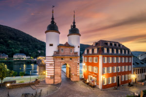 Gate to the old bridge in Heidelberg, Germany Gate to the old bridge in Heidelberg, Germany