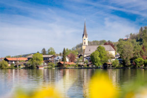 View to Schliersee with Sixtuskirche View to Schliersee with Sixtuskirche
