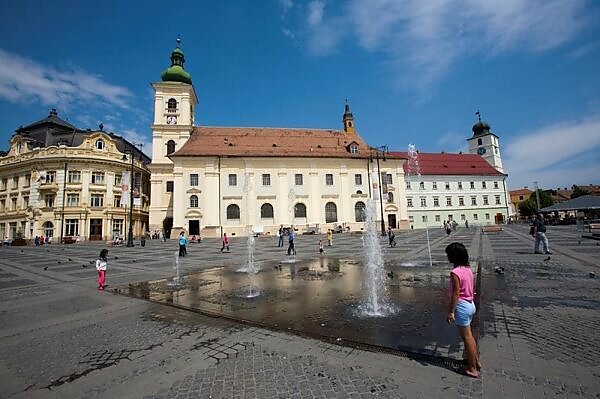 Sunset In Sibiu Hermannstadt Romania Stock Photo, Picture and