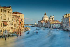 View of Palazzi and the church of Santa Maria della Salute by the Grand Canal, from the Ponte dell'Accademia, Venice, Veneto, Italy, Europe View of Palazzi and the church of Santa Maria della Salute by the Grand Canal, from the Ponte dell'Accademia, Venice, Veneto, Italy, Europe