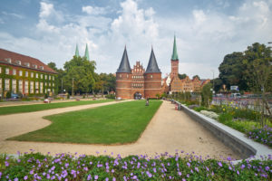 Germany, Schleswig-Holstein, Hanseatic Town of Lübeck, Holsten Gate, 'Holstenplatz' (Holsten Square) Germany, Schleswig-Holstein, Hanseatic Town of Lübeck, Holsten Gate, 'Holstenplatz' (Holsten Square)