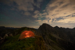 Camping in the mountains below starry sky, Stubai Alps, Tyrol, Austria Camping in the mountains below starry sky, Stubai Alps, Tyrol, Austria