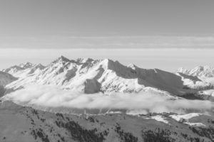 Winter mountains in Tyrol in black / white Winter mountains in Tyrol in black / white