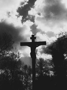 Central cross in the new part of the old south cemetery, Munich, b/w Central cross in the new part of the old south cemetery, Munich, b/w