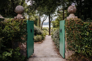 open garden gate, gardens of Glenveagh Castle, Glenveagh National Park, Ireland open garden gate, gardens of Glenveagh Castle, Glenveagh National Park, Ireland