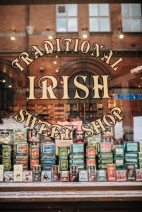 Shop window of a traditional irish sweet shop, Temple Bar district, Dublin, Ireland Shop window of a traditional irish sweet shop, Temple Bar district, Dublin, Ireland