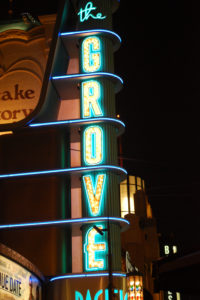 USA, California, Los Angeles, neon sign of "The Grove" shopping center USA, California, Los Angeles, neon sign of "The Grove" shopping center