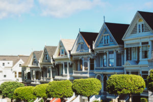 USA, California, San Francisco, famous row of Victorian houses in Alamo Square USA, California, San Francisco, famous row of Victorian houses in Alamo Square