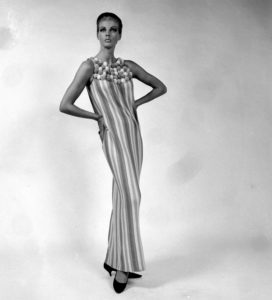 1964 evening dresses Spring 1964 James Galanos Huge Floral Screened Black Silk Dress – Shrimpton  Couture main image 1