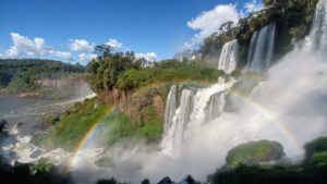 View of the Iguacu Falls with rainbow, Argentina View of the Iguacu Falls with rainbow, Argentina
