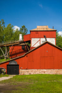 Sweden, Vastmanland, Angelsberg, Angelsberg Bruk, 18th century ironworks, timber-clad blast furnace Sweden, Vastmanland, Angelsberg, Angelsberg Bruk, 18th century ironworks, timber-clad blast furnace