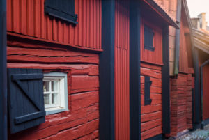 Sweden, Vastmanland, Vasteras, traditional architecture of the Kyrkbacken 18th century neighborhood Sweden, Vastmanland, Vasteras, traditional architecture of the Kyrkbacken 18th century neighborhood