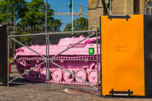 Sweden, Narke, Orebro, Pink Tank, former Soviet-bloc BMP-1 tank, painted pink by Czech artist David Cerny as a Gay Pride symbol for the Orebro Open Art Festival Sweden, Narke, Orebro, Pink Tank, former Soviet-bloc BMP-1 tank, painted pink by Czech artist David Cerny as a Gay Pride symbol for the Orebro Open Art Festival