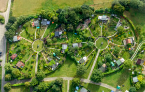 Aerial view, Witten-Stockum, Gardens at Heuweg, Breukers Kamp, Witten, Ruhr area, North Rhine-Westphalia, Germany, Europe Aerial view, Witten-Stockum, Gardens at Heuweg, Breukers Kamp, Witten, Ruhr area, North Rhine-Westphalia, Germany, Europe