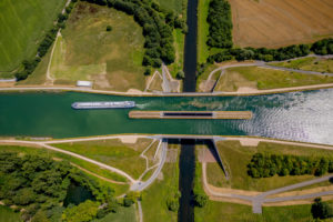 Double trough bridge at the river Lippe, Datteln, Ruhr area, North Rhine-Westphalia, Germany Double trough bridge at the river Lippe, Datteln, Ruhr area, North Rhine-Westphalia, Germany