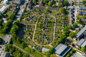 Aerial photograph of the allotment garden association KGV Stollenhof e.V, Schrebergarten Saarner Strasse in Mülheim an der Ruhr in the Ruhr area in the federal state of North Rhine-Westphalia, Germany. Aerial photograph of the allotment garden association KGV Stollenhof e.V, Schrebergarten Saarner Strasse in Mülheim an der Ruhr in the Ruhr area in the federal state of North Rhine-Westphalia, Germany.