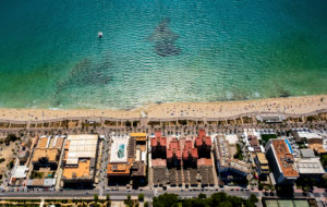 Aerial view, discotheque Upper Bavaria, Ham Street, Beer Street, Arenal Beach with Balneario 5, Balneario 6, Balneario 5, S'arenal, Arenal, Ballermann, Mallorca, Balearic Islands, Spain Aerial view, discotheque Upper Bavaria, Ham Street, Beer Street, Arenal Beach with Balneario 5, Balneario 6, Balneario 5, S'arenal, Arenal, Ballermann, Mallorca, Balearic Islands, Spain