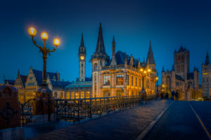 Europa, Belgien, Gent, Stadt, Innenstadt, Altstadt, Michaelisbrücke, Sint-Michielsbrug-Brücke, Post Plaza Tower, Graslei, Leie, Leiehafen Europa, Belgien, Gent, Stadt, Innenstadt, Altstadt, Michaelisbrücke, Sint-Michielsbrug-Brücke, Post Plaza Tower, Graslei, Leie, Leiehafen