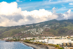 Harbor, view from the cruise ship to Reunion Island, French overseas territory, France, Africa, Indian Ocean Harbor, view from the cruise ship to Reunion Island, French overseas territory, France, Africa, Indian Ocean
