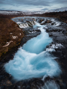 Long exposure of the Brúarfoss waterfall at blue hour, Suðurland, Iceland Long exposure of the Brúarfoss waterfall at blue hour, Suðurland, Iceland