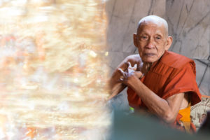 Asia, Thailand, temple, Wat Bang Phli Yai Klang, monk Asia, Thailand, temple, Wat Bang Phli Yai Klang, monk