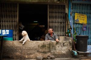 Man and dog in Bangkok Man and dog in Bangkok