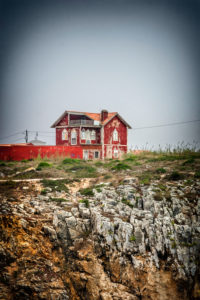 Europe, Portugal, Atlantic coast, Estremadura, Centro region, Peniche, old house with red facade