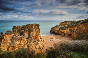 Europe, Portugal, Algarve, Litoral, Barlavento, Faro District, Lagos, cliffs at Praia da Batata, southern bay Europe, Portugal, Algarve, Litoral, Barlavento, Faro District, Lagos, cliffs at Praia da Batata, southern bay