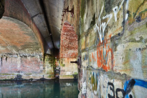 Architecture, bridge walls, under a bridge, old railway bridge as an arch bridge, stone bridge over the Ilmenau, historic towpath between Lüneburg and Bardowick Architecture, bridge walls, under a bridge, old railway bridge as an arch bridge, stone bridge over the Ilmenau, historic towpath between Lüneburg and Bardowick