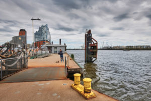 Germany, Northern Germany, port city, Hamburg, seaport, Elbe, Hamburg harbor, Überseebrücke and harbor basin, port infrastructure, view of Hafencity and the landmark Elbphilharmonie Germany, Northern Germany, port city, Hamburg, seaport, Elbe, Hamburg harbor, Überseebrücke and harbor basin, port infrastructure, view of Hafencity and the landmark Elbphilharmonie