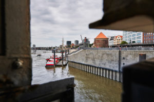 Germany, Northern Germany, port city, Hamburg, seaport, Elbe, Hamburg harbor, Elbe promenade, stairs by Zaha Hadid, view from the Überseebrücke towards St. Pauli-Landungsbrücken Germany, Northern Germany, port city, Hamburg, seaport, Elbe, Hamburg harbor, Elbe promenade, stairs by Zaha Hadid, view from the Überseebrücke towards St. Pauli-Landungsbrücken