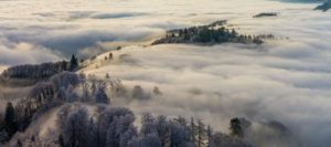 Sunrise over the sea of fog on the Uetliberg near Zurich Sunrise over the sea of fog on the Uetliberg near Zurich