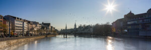 Switzerland, Panorama of Zurich, Limmatquai