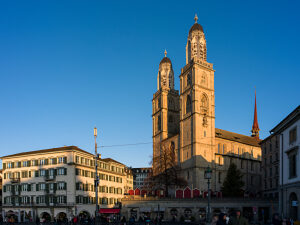 Switzerland, Zurich, Grossmünster in the winter sun