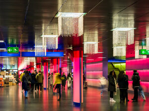 Switzerland, Zurich, railroad station underpass, passers-by