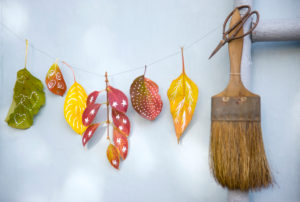 Autumn decoration with leaves garland Autumn decoration with leaves garland