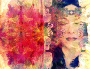 Photomontage, woman, flowers, detail, color filter, Photomontage, woman, flowers, detail, color filter,