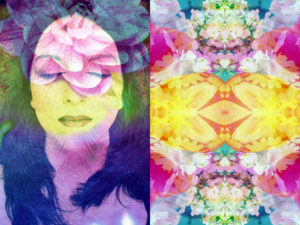 Portrait of a woman overlaid with blossoms