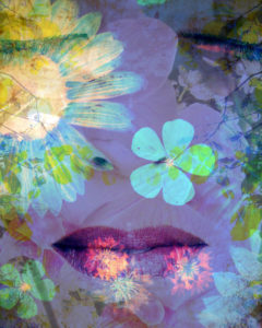 Portrait of a woman overlaid with blossoms