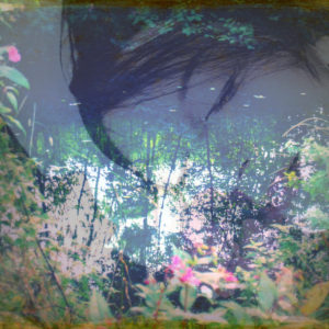 Composing, portrait of a woman, plants, detail,