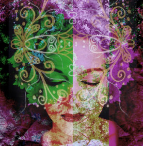 Composing, portrait of a woman, ornaments,