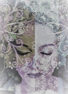 Composing, portrait of a woman, ornaments, detail,