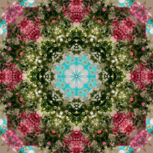 Flower Mandala, composing, green, pink, turquoise,