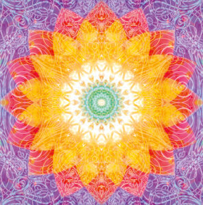 Composing flowers into a mandala ornament