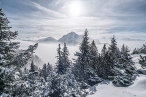 mountain landscape on the Tegelberg (mountain) in South Germany in winter, mountain landscape on the Tegelberg (mountain) in South Germany in winter,